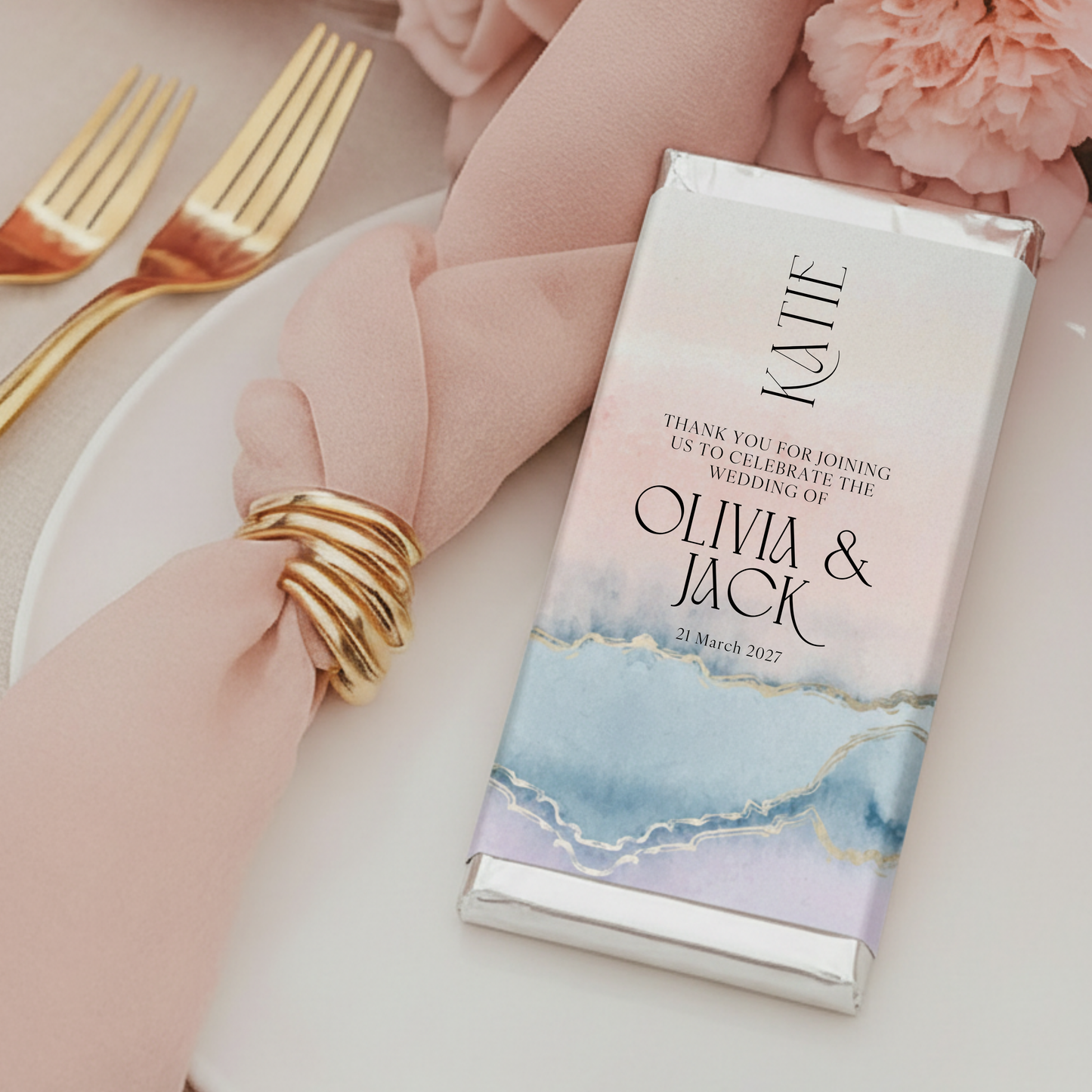 Agata Wedding Personalised Chocolate Bar