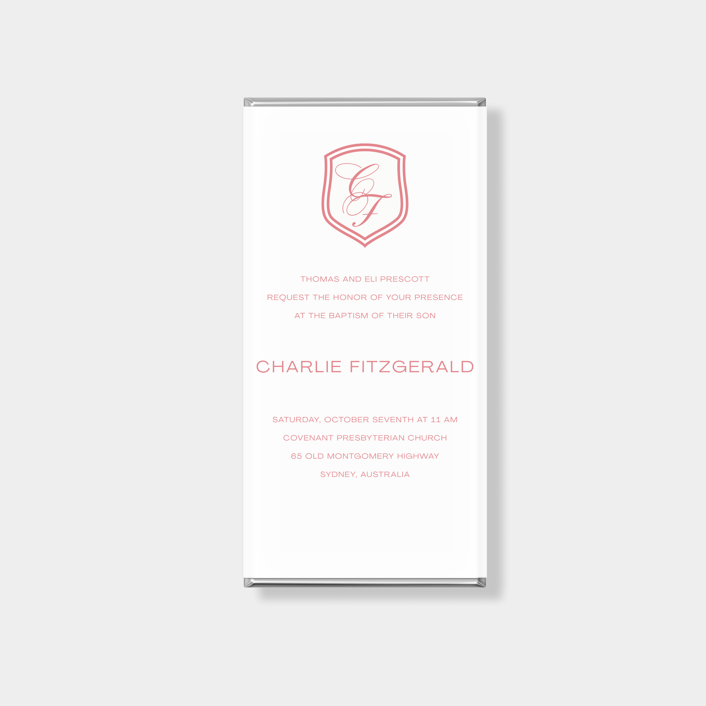 Baptiste Baptism Personalised Chocolate Bar