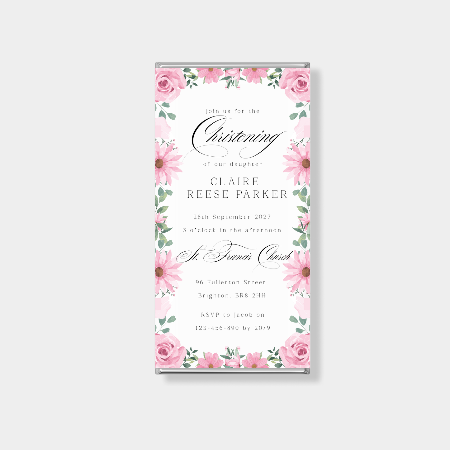 Rosette Baptism Personalised Chocolate Bar