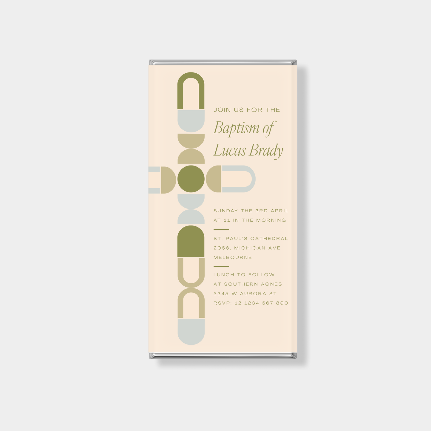 Monogram Baptism Personalised Chocolate Bar