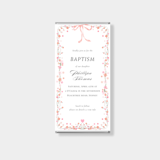 Blossom Baptism Personalised Chocolate Bar