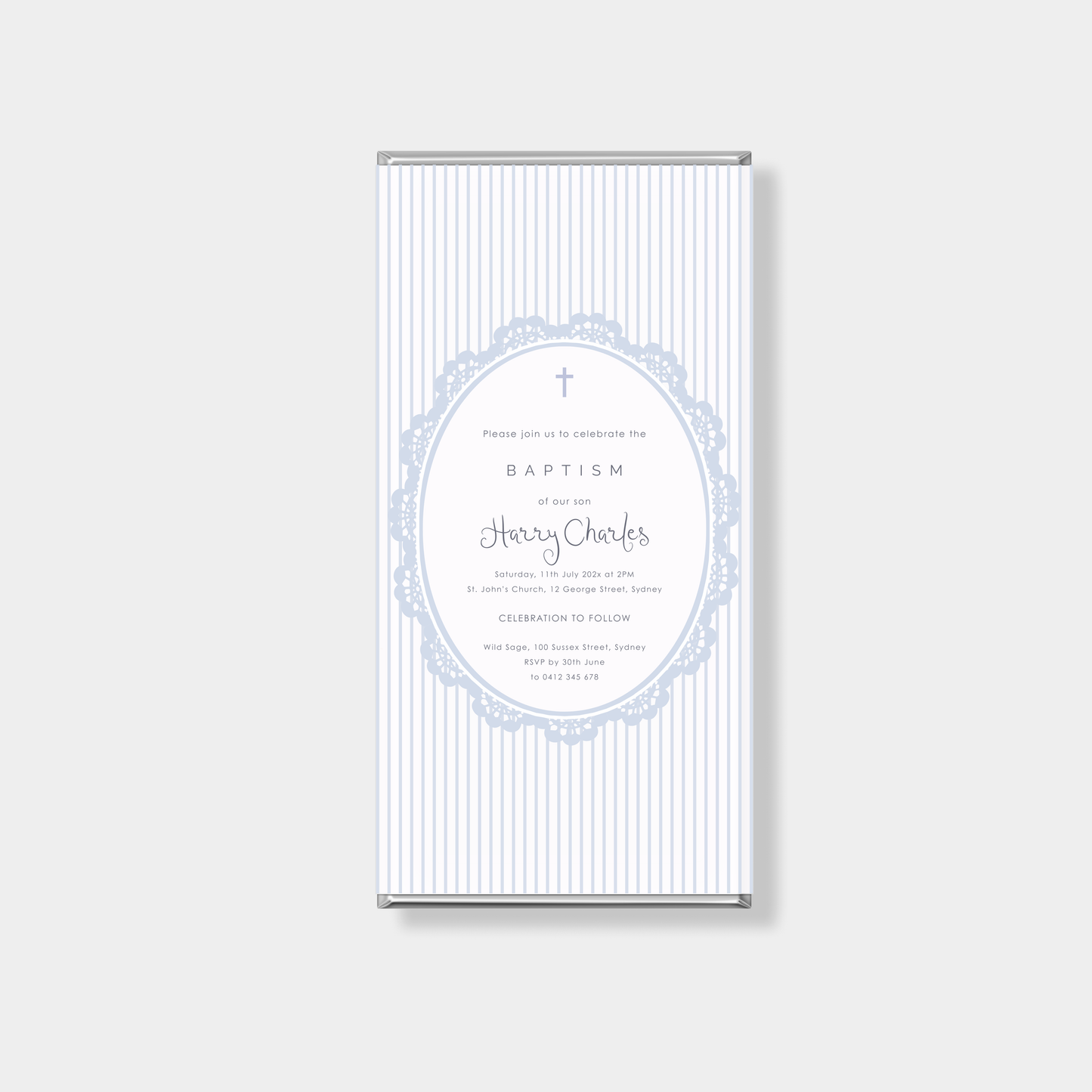 Timeless Baptism Personalised Chocolate Bar