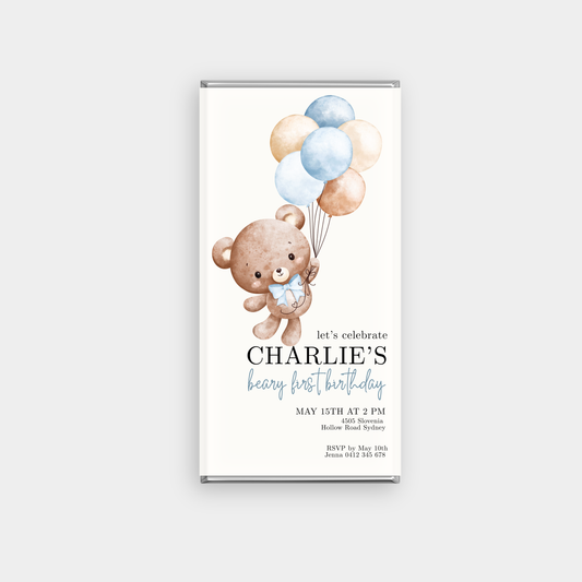 Teddy Birthday Personalised Chocolate Bar