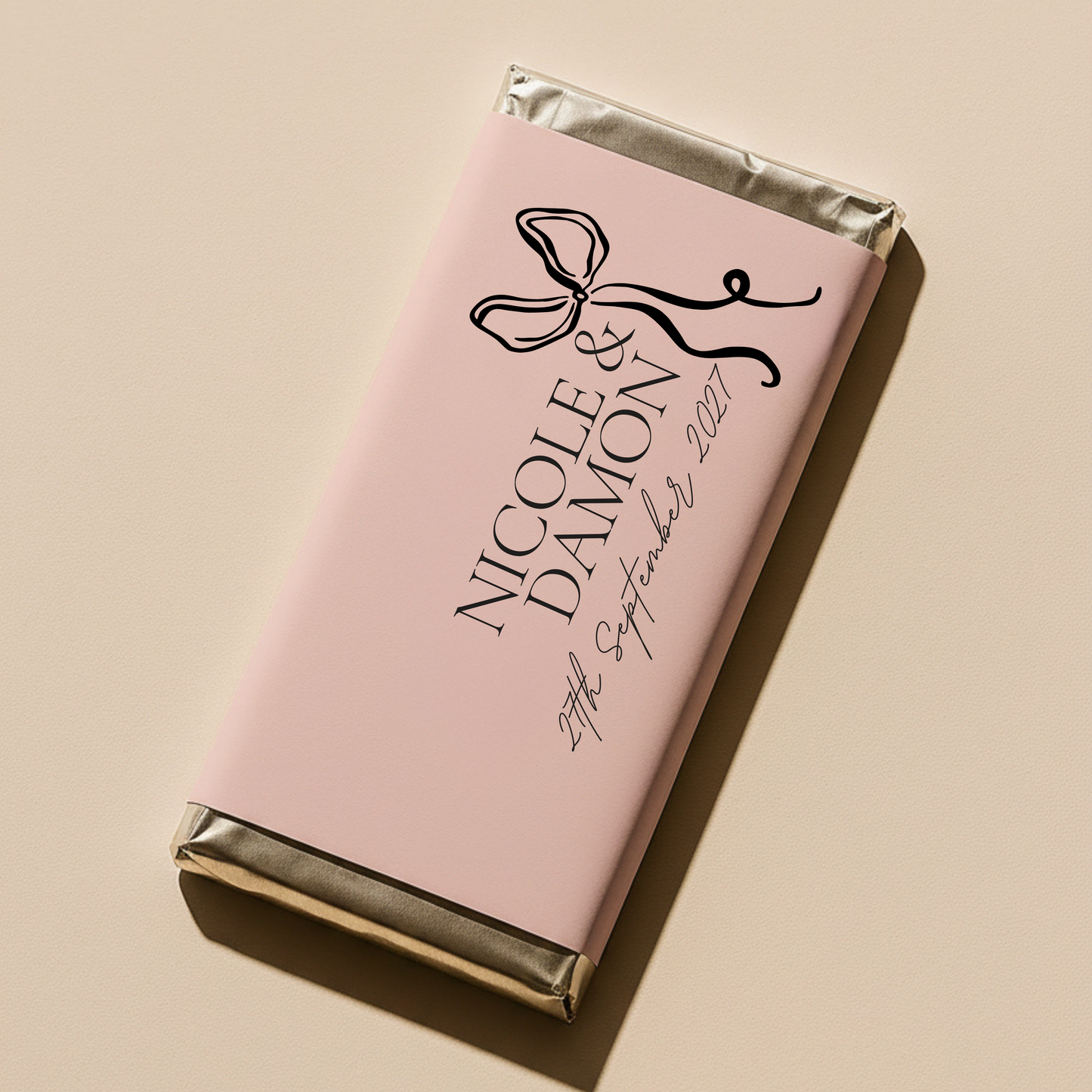 Bow Wedding Personalised Chocolate Bar