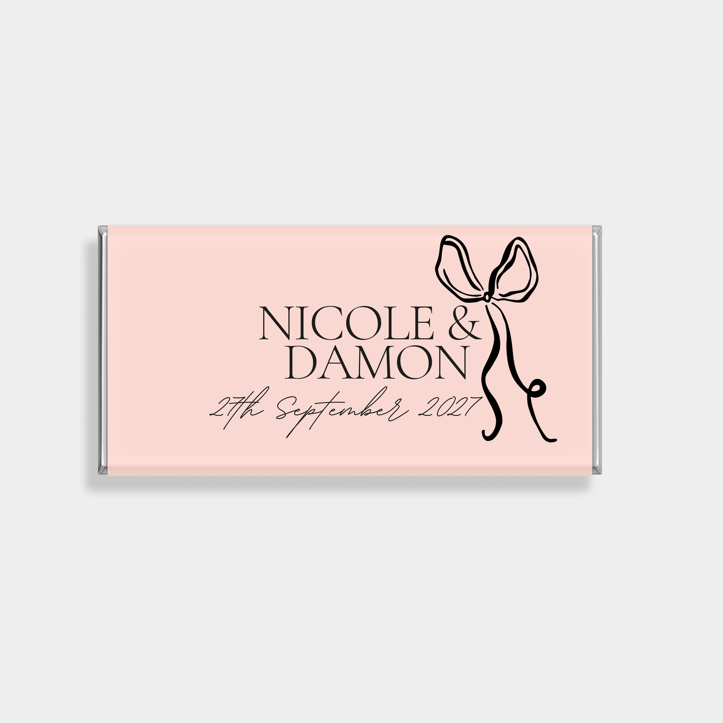 Bow Wedding Personalised Chocolate Bar