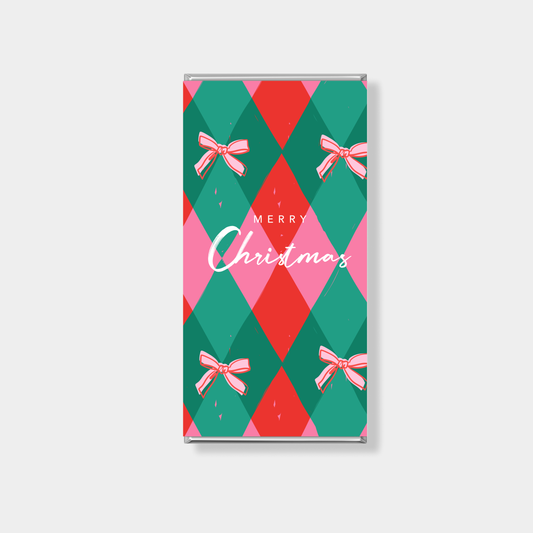 Harlequin Noel Christmas Personalised Chocolate Bar