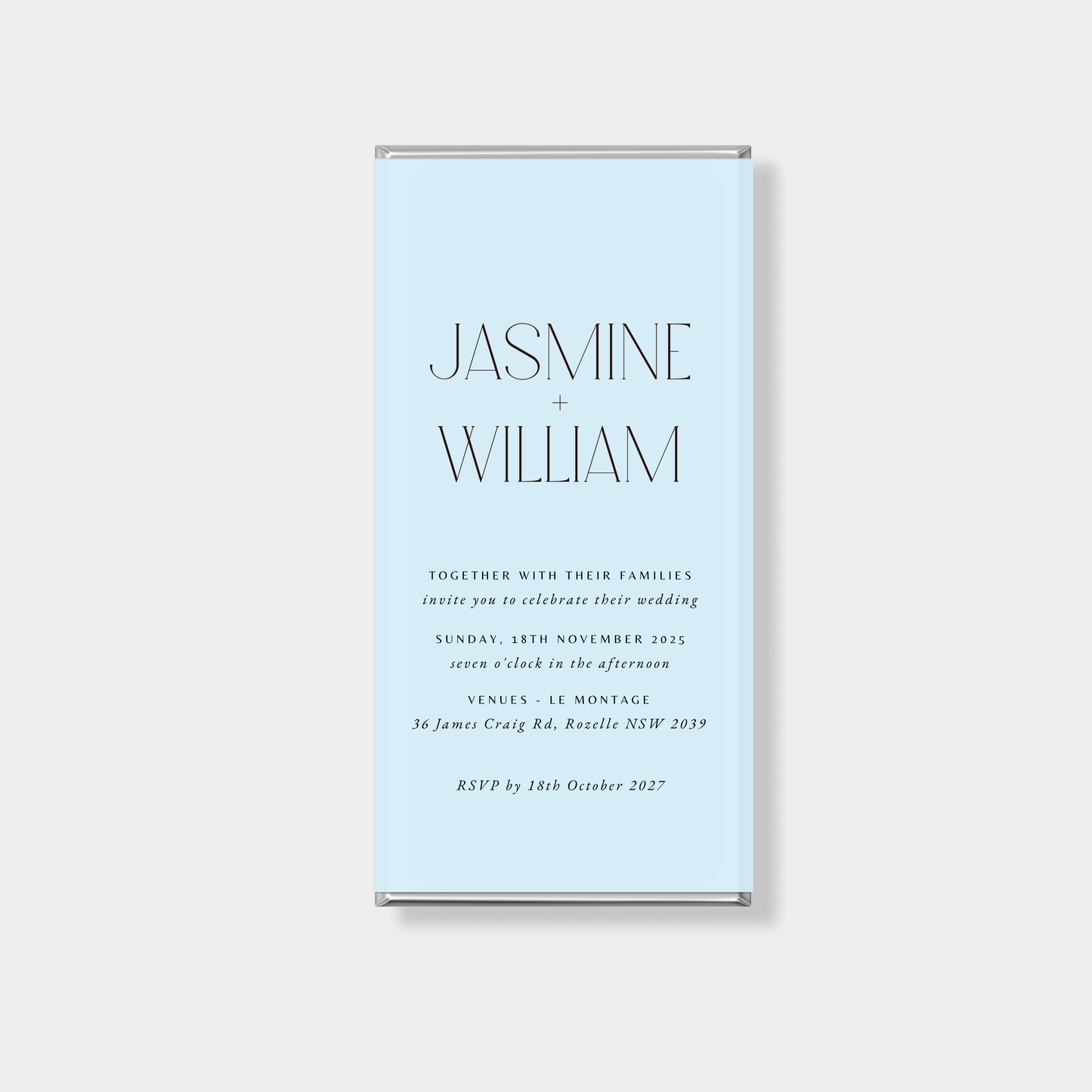 Verity Wedding Personalised Chocolate Bar