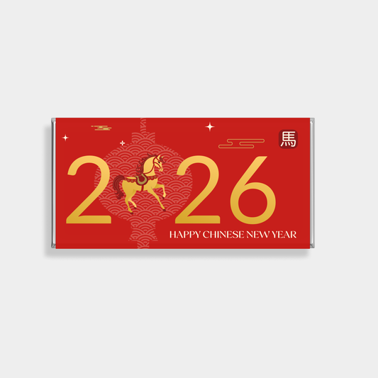 Red Motif New Year Personalised Chocolate Bar