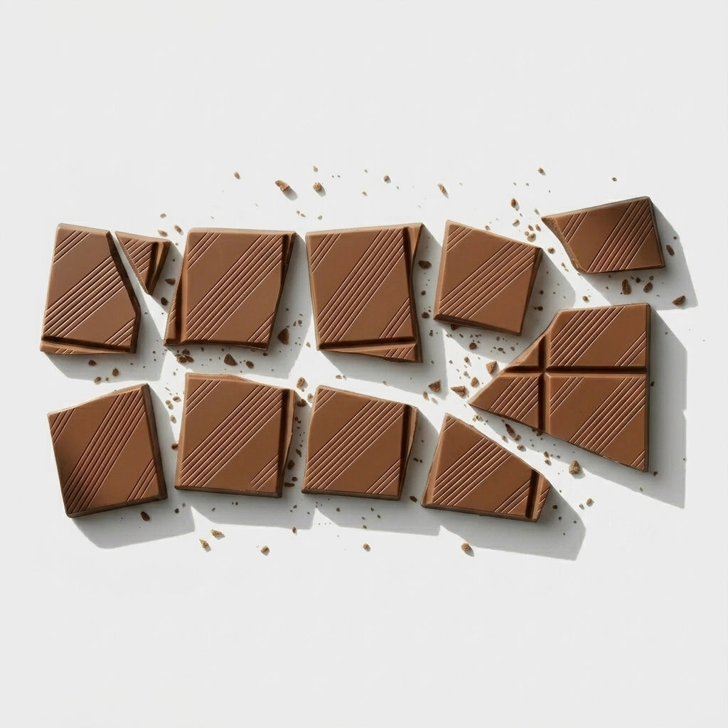 Luxury chocolate bars arranged in pieces, showcasing premium custom chocolate bars in Australia.