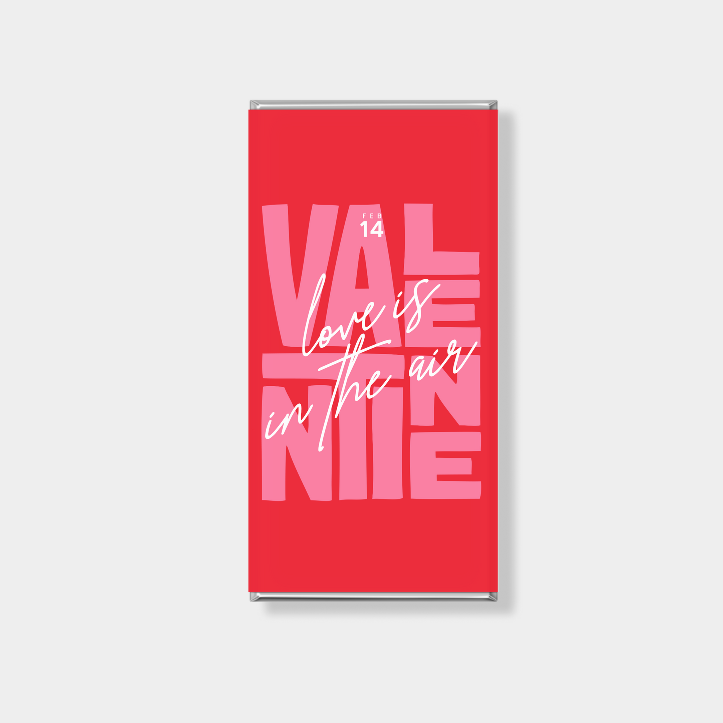 Personalised chocolate bars for Valentine’s Day with bold typography design, custom chocolate gifting Australia