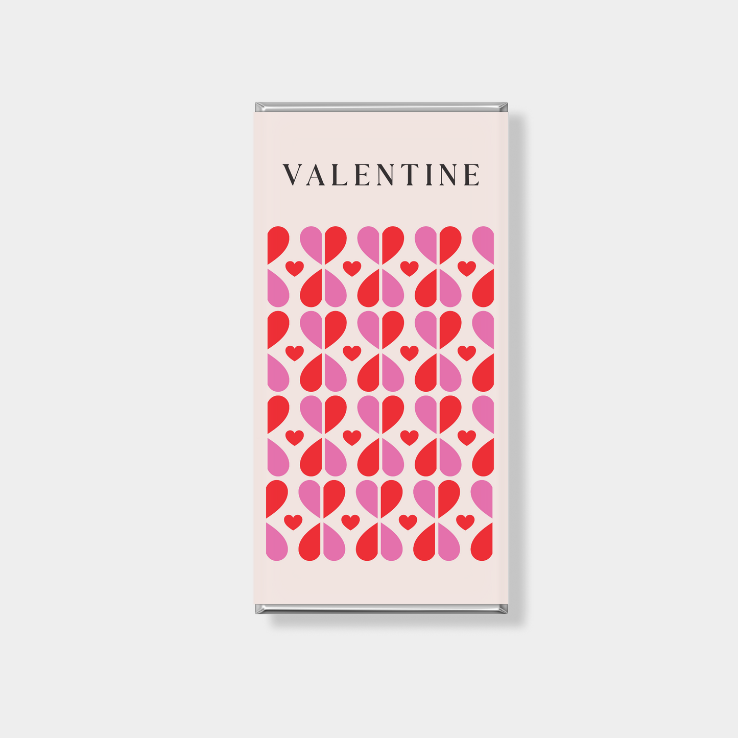 Minimal personalised chocolate bars for Valentine’s Day with modern heart pattern design Australia
